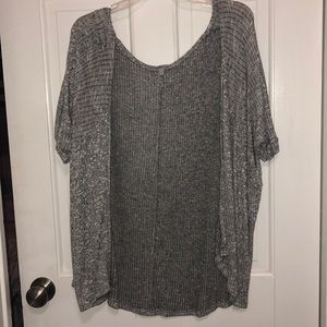 Grey short sleeve cardigan